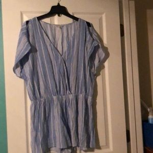 Blue and white stripe romper